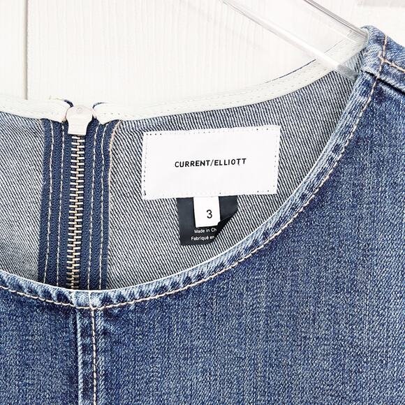 Current/Elliott The Frayed Edge Denim Shift Dress - Picture 6 of 9